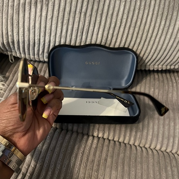 GUCCI 
Round Frame Sylvie Web Sunglasses GG0105S Gold - Picture 7 of 11